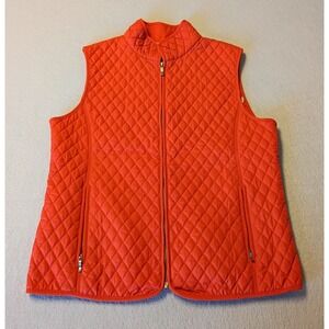 Nautica Women's‎ Quilted Vest Burnt Orange Sz Large Zipper Pockets (Small Flaw)